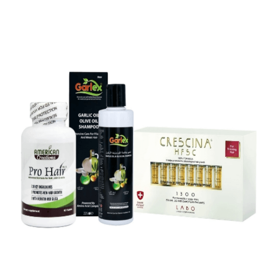 Crescina Regrowth 1300 Man + Pro Hair + Garlex Olive Shampoo Offer Package