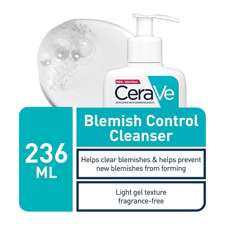 Blemish Control Cleanser Face Wash for Acne & Blemish Prone Skin with 2% Salicylic Acid, Niacinamide and Ceramides 236mL