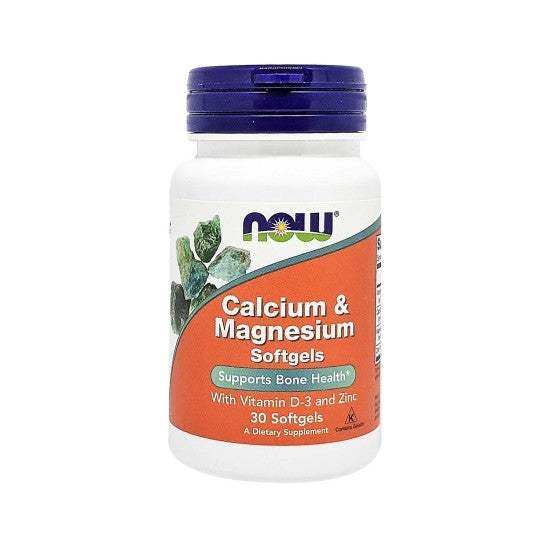 Now Foods Calcium & Magnesium with Vitamin D3 and Zinc 30 Softgels