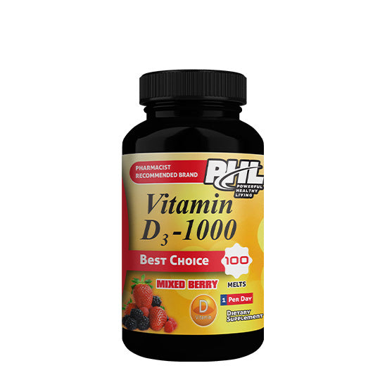 Phl Vitamin D 1000 Melts 100 Tabs Mixed Berry Flavor
