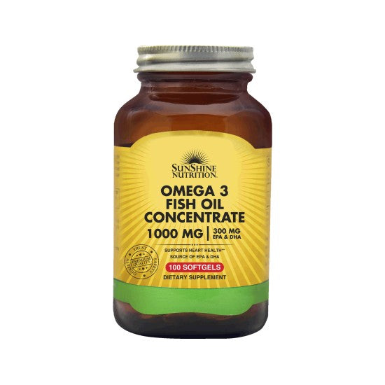Sunshine Nutrition Omega 3 Fish Oil Conc 1000mg 100 Softgels