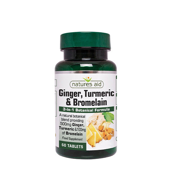 Natures Aid Ginger Turmeric & Bromelain 60 Tablets