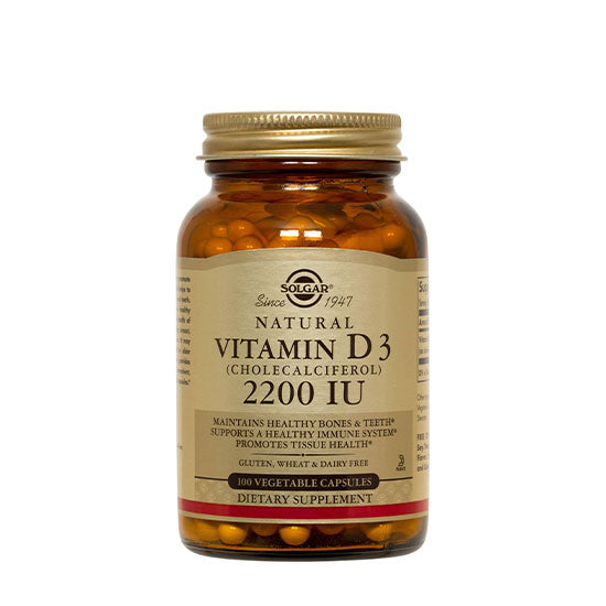 Solgar Vitamin D3 (Cholecalciferol) 55mcg (2200 Iu) 100 Vegetable Capsules