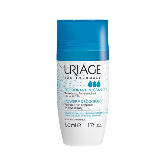 Uriage Power 3 Deodorant Roll-On Blue Cap 50ml Antiperspirant