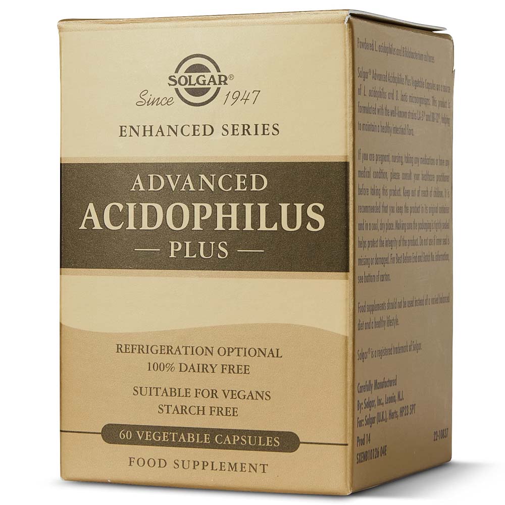 Solgar Advanced Acidophilus Plus, 60 Vegetable Capsules