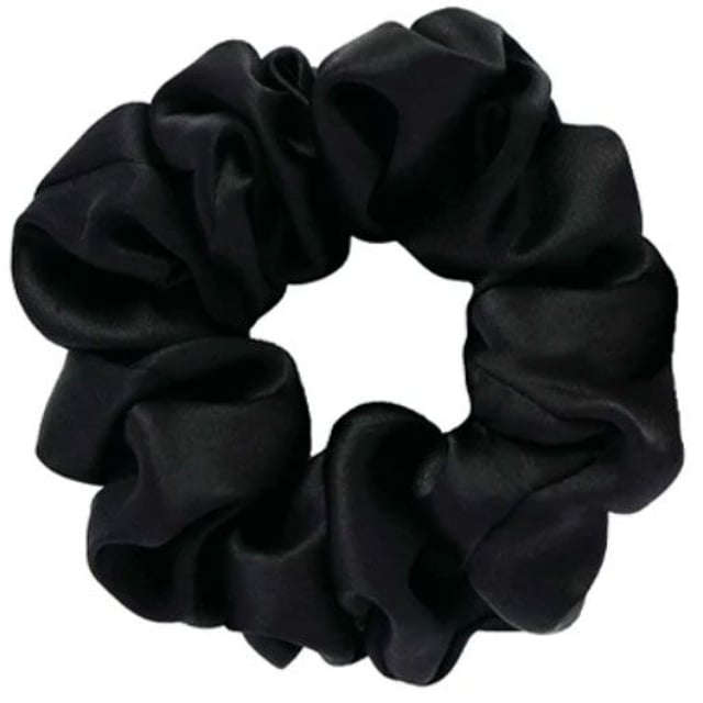 100% Mulberry Silk Scrunchie - Medium - Midnight Black