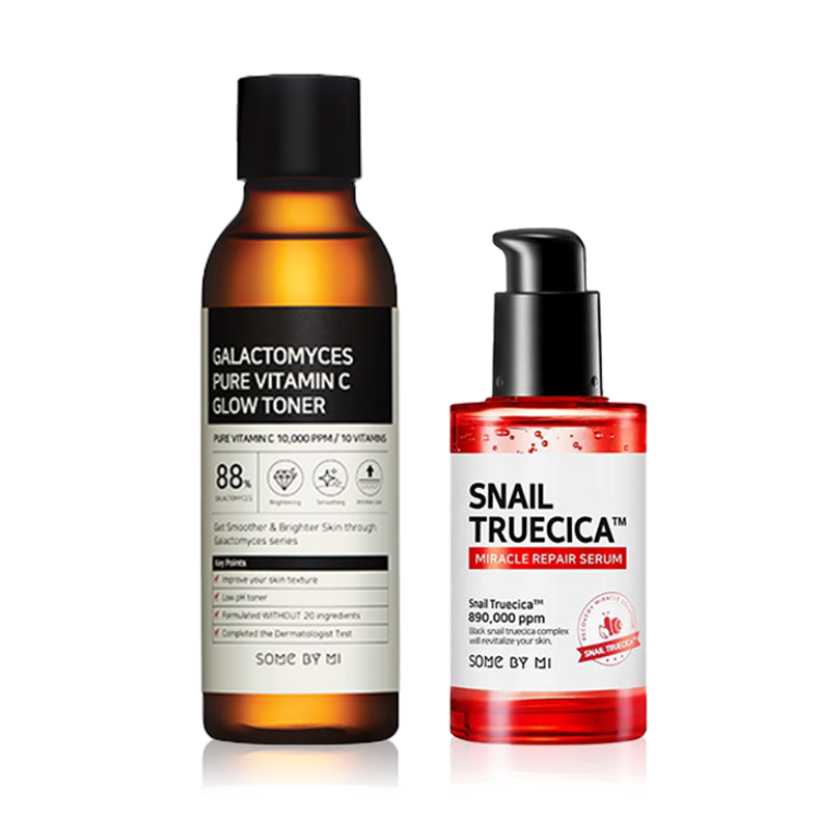 SOME BY MI Galactomyces Pure Vitamin C Glow Toner + Snail Truecica Miracle Repair Serum Duo