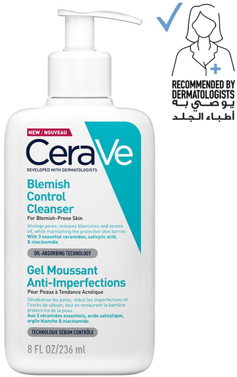 Blemish Control Cleanser Face Wash for Acne & Blemish Prone Skin with 2% Salicylic Acid, Niacinamide and Ceramides 236mL