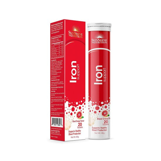 Sunshine Nutrition Iron Blood Orange Effervescent 20 Tablets
