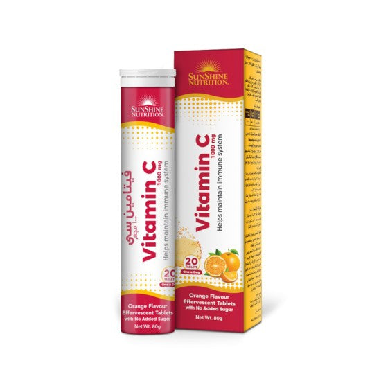 Sunshine Nutrition Vitamin C 1000mg Orange Flavor Effervescent 20 Tablets