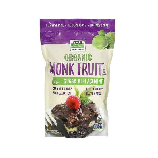 Now Foods Organic Monk Fruit with Organic Erythritol 1 to 1 Sugar Replacement 1lb