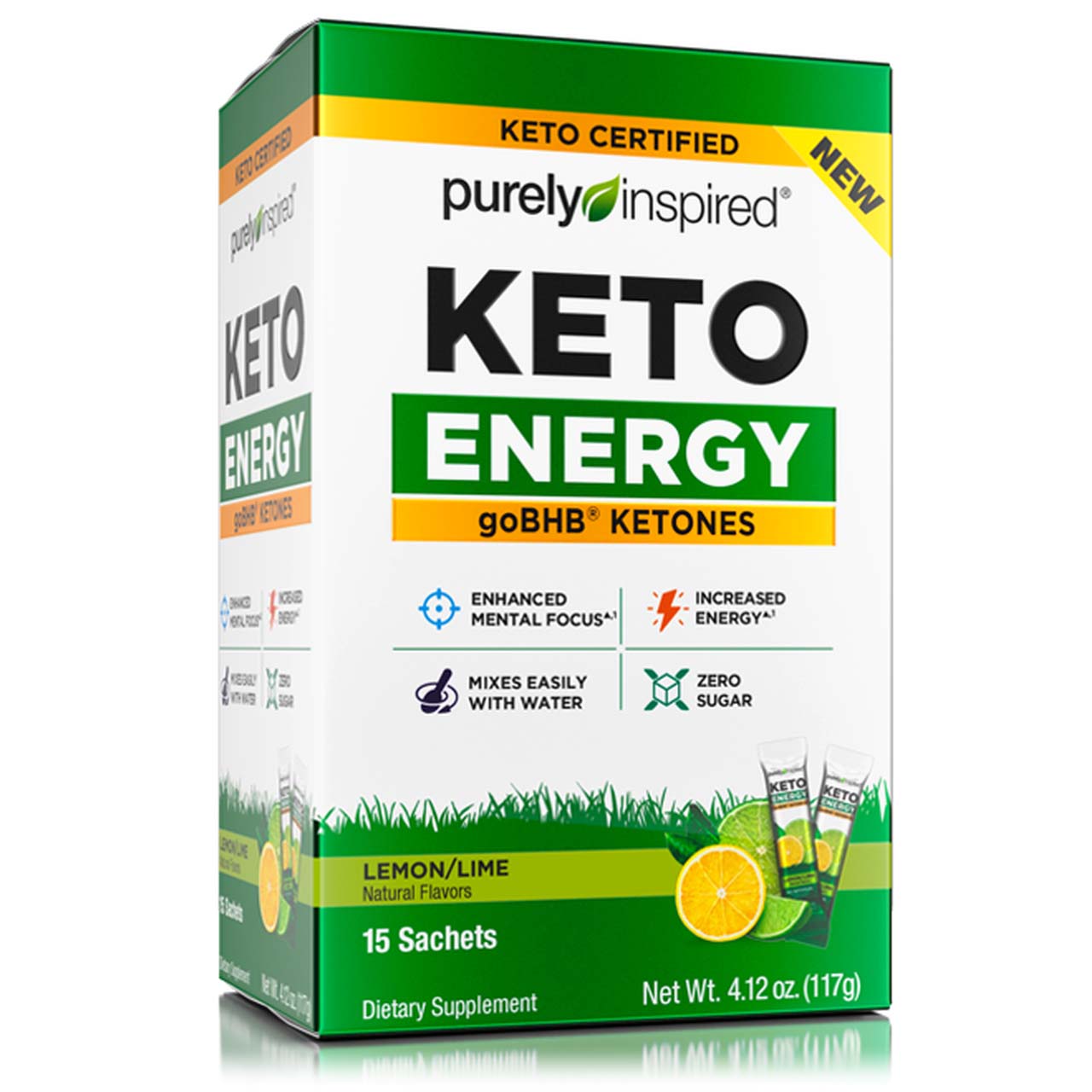Purely Inspired Keto Energy Lemon, Lemon, 15 Sachets