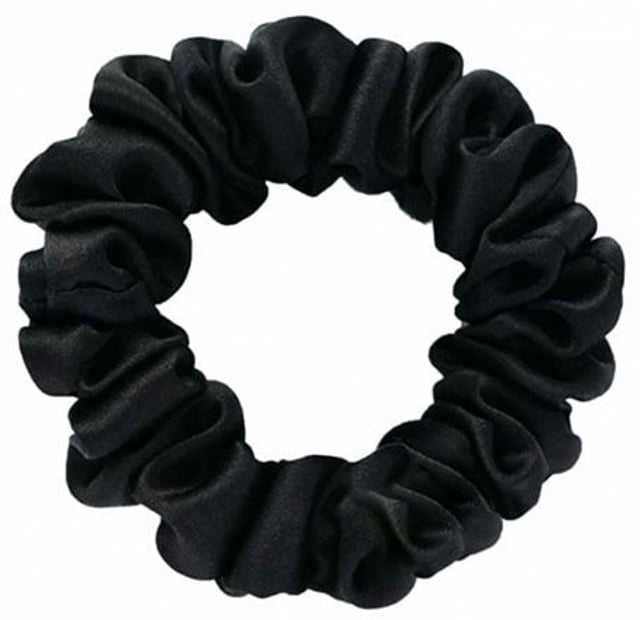 100% Mulberry Silk Scrunchie - Small - Midnight Black